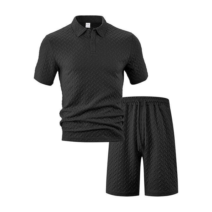 Herren elegantes Sport-Set mit strukturierter Oberfläche und bequemem Kurzarm-Polo Echoarchiv