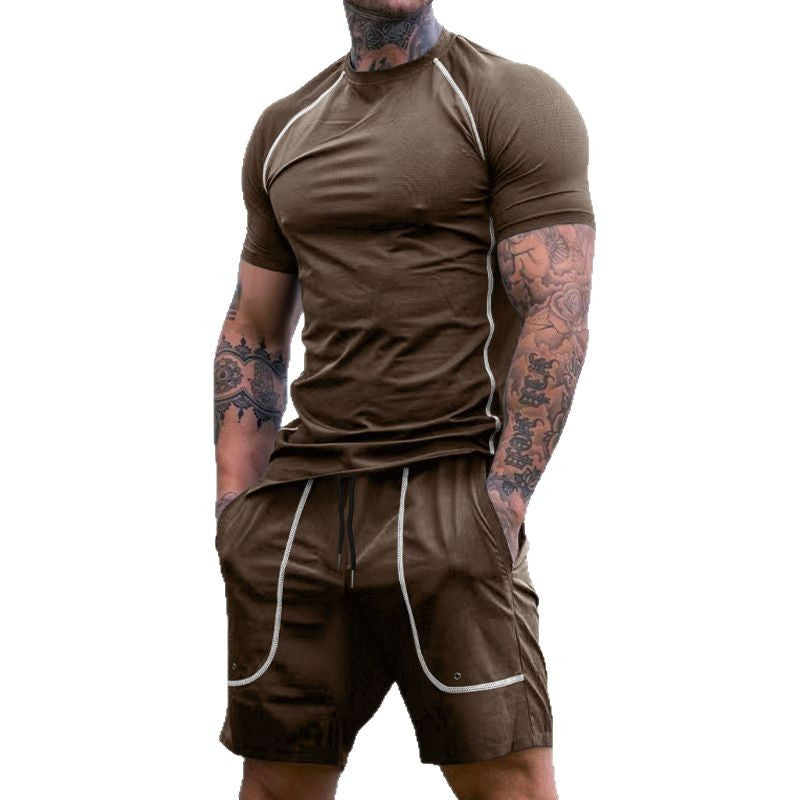 Herren Sportliches Kurzarm-Set aus atmungsaktivem Funktionsmaterial mit elastischem Bund Echoarchiv