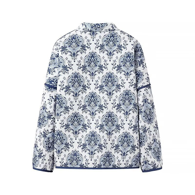 Damen Gesteppte Kimono‑Jacke mit ornamentaler Jacquardoptik und kontrastierter Paspel Echo Archiv