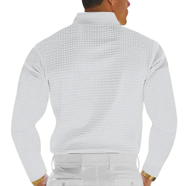 Herren Langärmliges Polohemd mit strukturiertem Design Echoarchiv