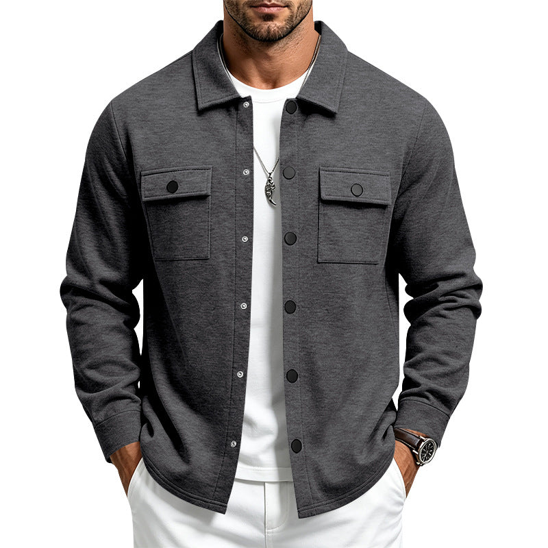Herren Overshirt-Jacke mit Druckknopfleiste und aufgesetzten Brusttaschen – Taviero