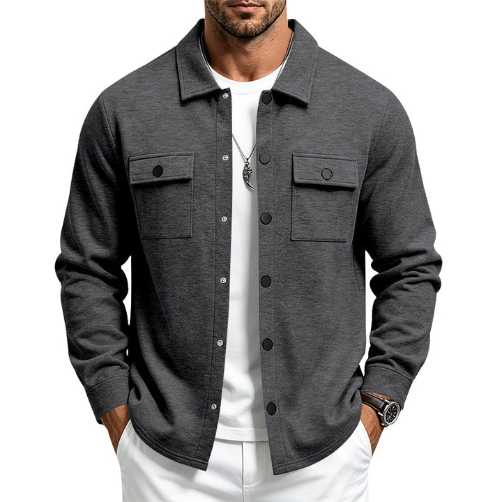 Herren Overshirt-Jacke mit Druckknopfleiste und aufgesetzten Brusttaschen – Taviero
