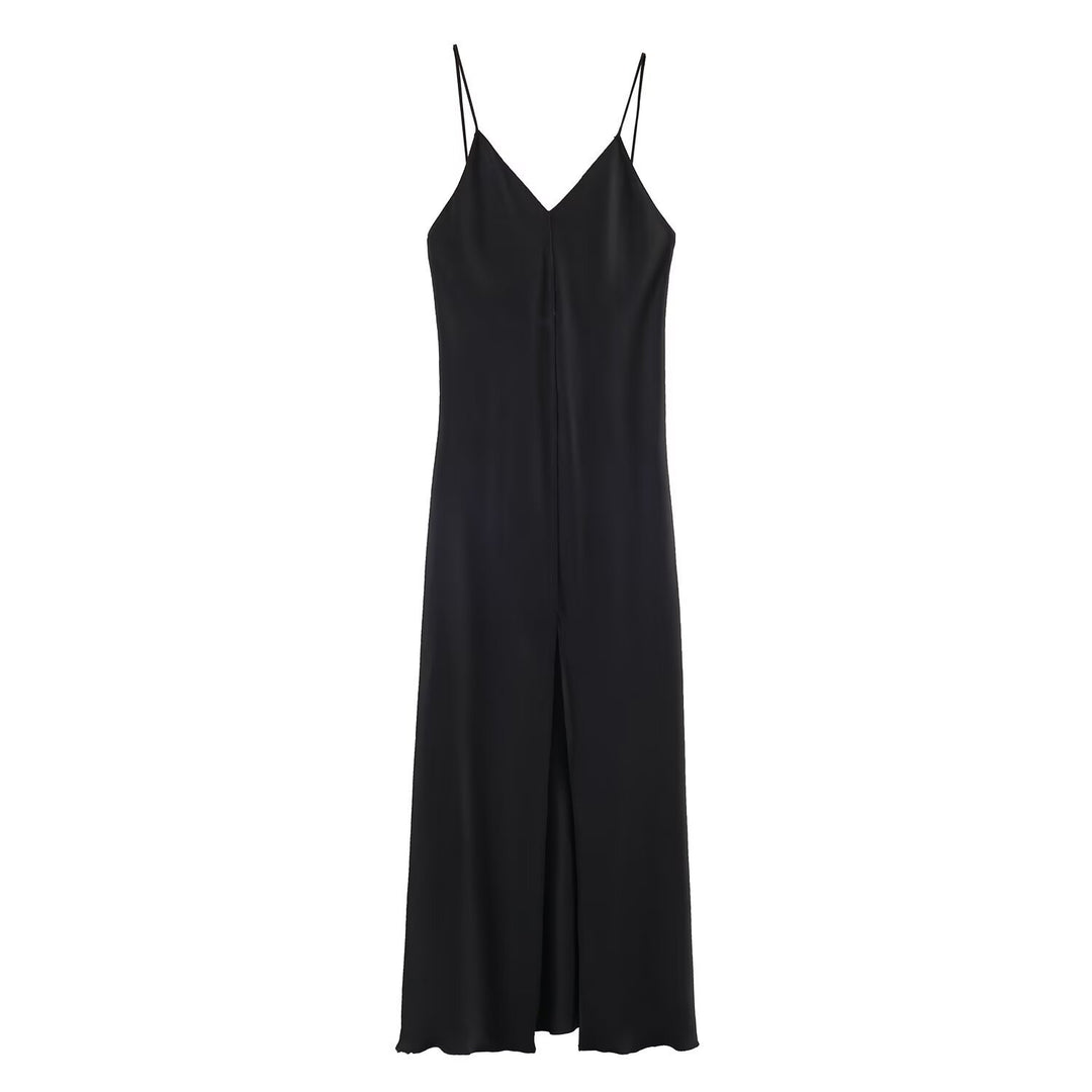 Damen elegantes Maxikleid mit schickem V-Ausschnitt und seitlichem Schlitz Echo Archiv