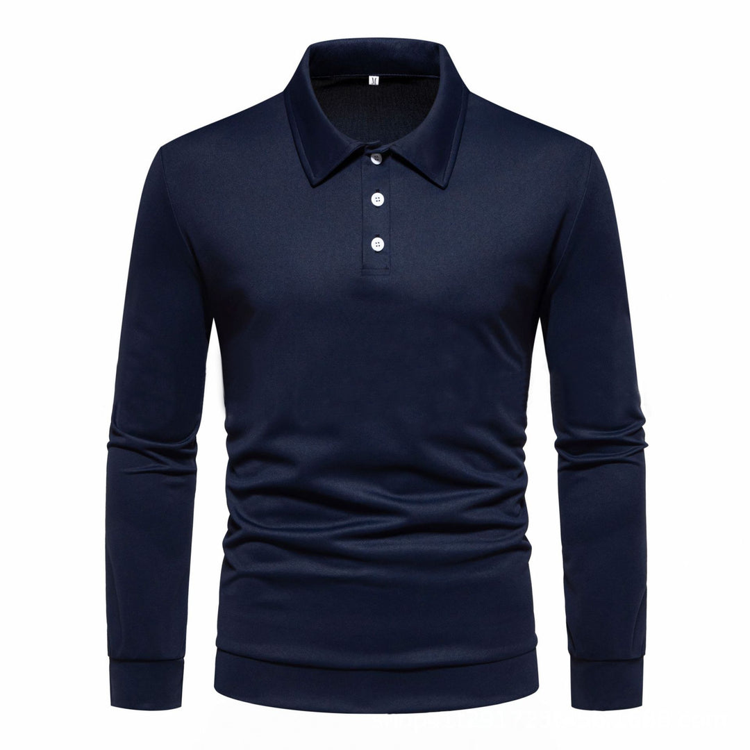 Herren Langarm Polohemd aus atmungsaktivem Stoff mit modernen Knopfdetails Echoarchiv