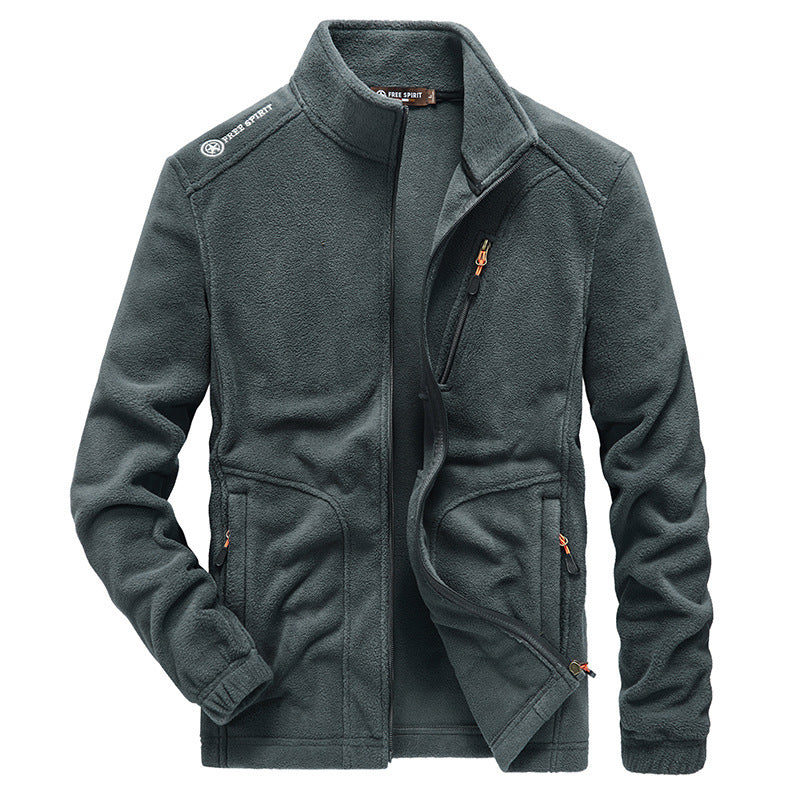 Herren Fleece-Outdoorblouson mit hohem Stehkragen, Brustreißverschluss und wärmender Innenstruktur – Taviero