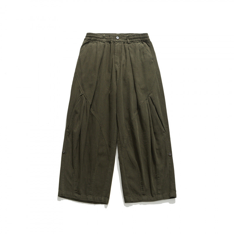 Unisex Weite Plissee-Culottehose mit elastischem Bund, tiefen Eingrifftaschen und legerer 3/4‑Länge Echo Archiv
