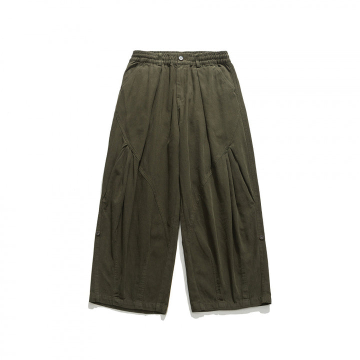 Unisex Weite Plissee-Culottehose mit elastischem Bund, tiefen Eingrifftaschen und legerer 3/4‑Länge Echo Archiv