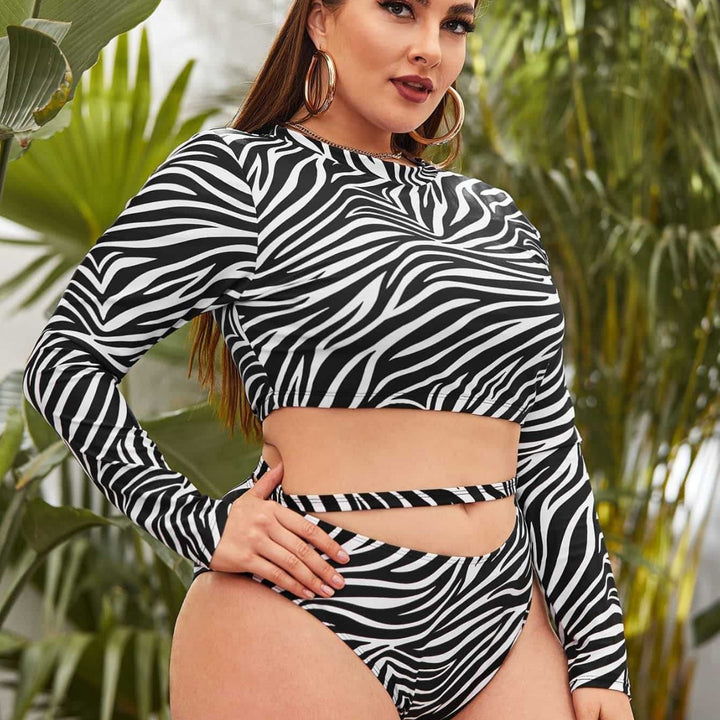 Damen Crop-Top und Hohe Taillenslip mit Zebra-Muster Echo Archiv