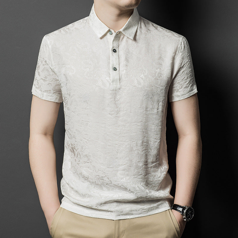 Herren edles Poloshirt mit filigranem Muster Echoarchiv