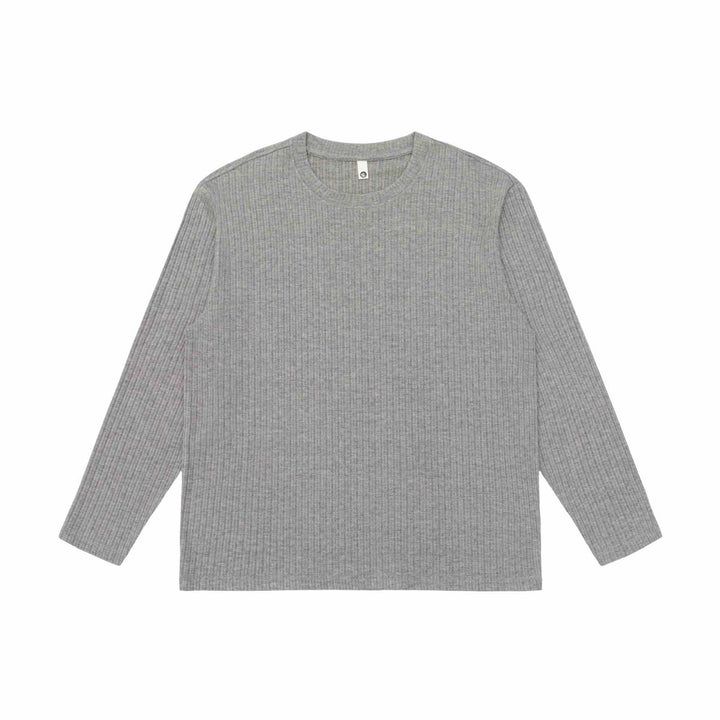 Unisex Fein geripptes Langarmshirt mit Rundhalsausschnitt und leichter Oversize-Silhouette Echoarchiv