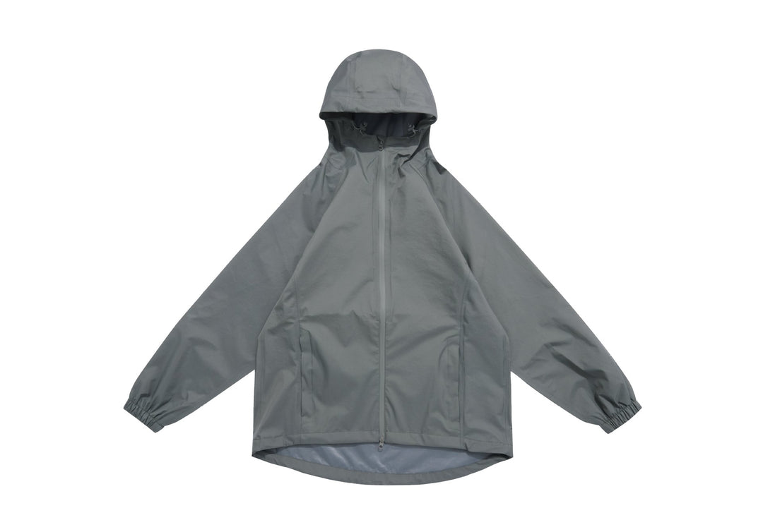 Unisex Leichte Regenjacke mit Kapuze, Zwei‑Wege‑Reißverschluss und verlängertem Saum Echoarchiv