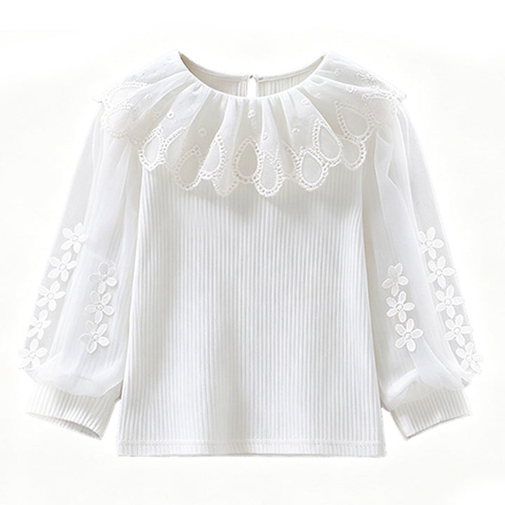 Mädchen Bluse mit romantischem Spitzenkragen und transparenten Puffärmeln Echo Archiv