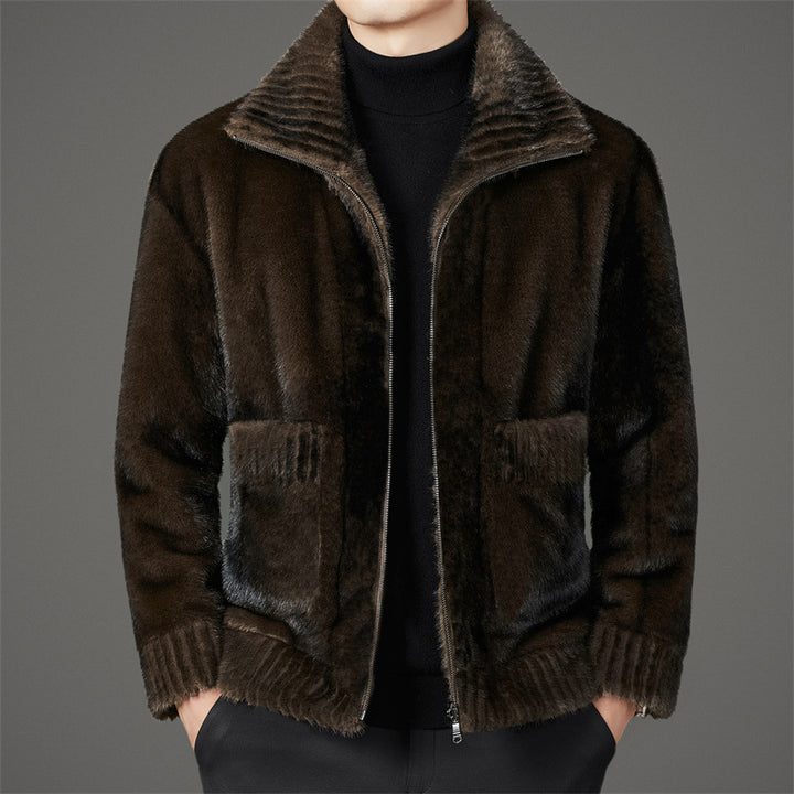 Herren weiche Fleecejacke mit hohen Kragen und praktischen Taschen Echoarchiv