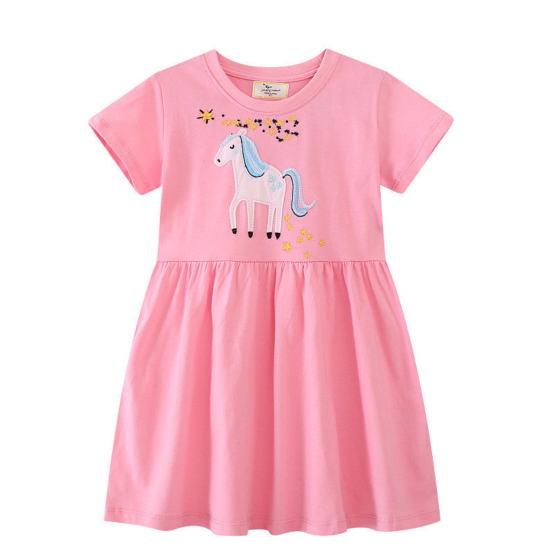 Mädchen Kurzarm Kleid mit bezauberndem Einhorn-Design Echo Archiv