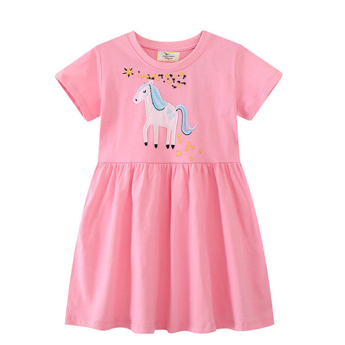 Mädchen Kurzarm Kleid mit bezauberndem Einhorn-Design Echo Archiv
