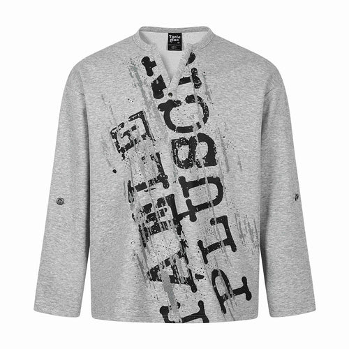 Unisex Oversize-Henley-Sweatshirt mit Notchkragen, 3/4-Ärmeln und Print Echoarchiv