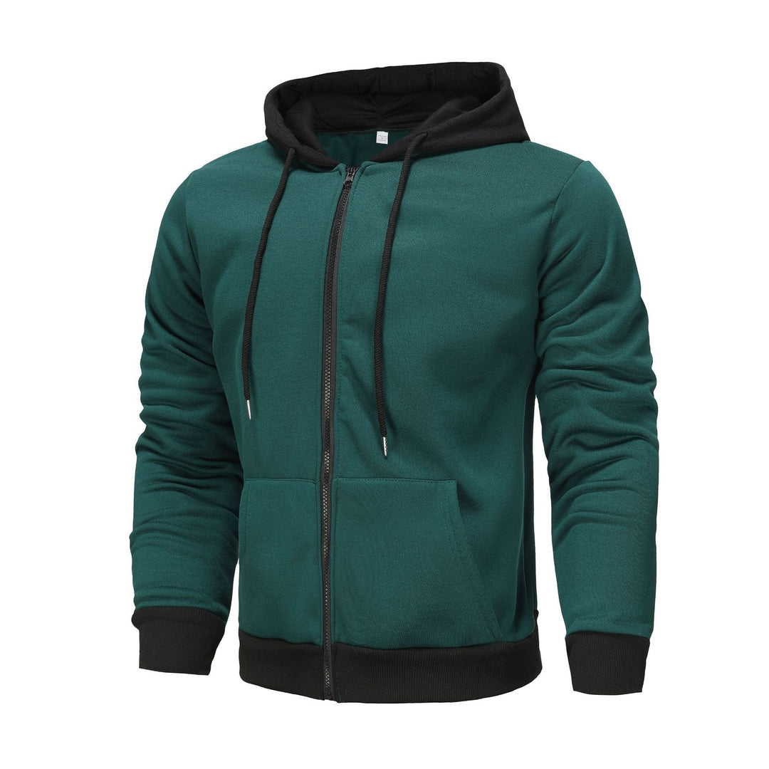 Herren Zip-Hoodie mit Kontrastfarbe und Kängurutasche Echoarchiv