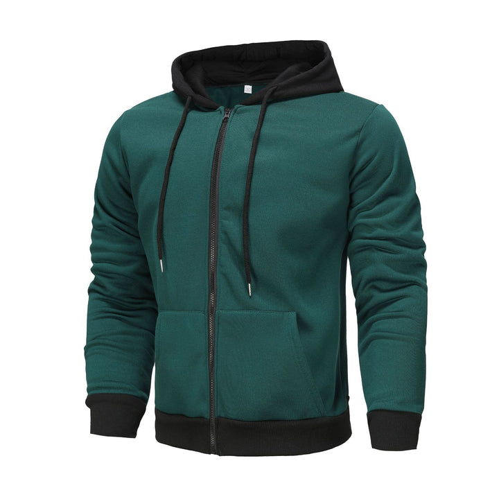 Herren Zip-Hoodie mit Kontrastfarbe und Kängurutasche Echoarchiv