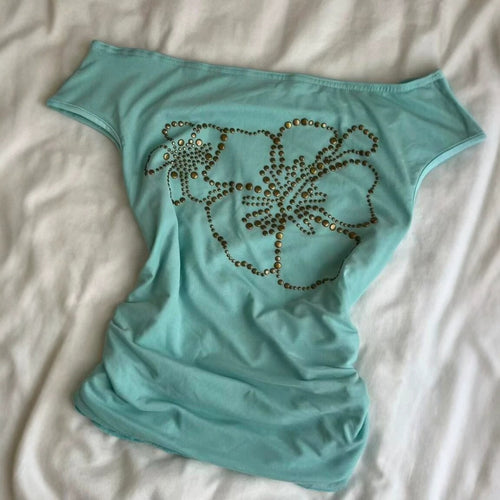 Damen Off-Shoulder Oberteil mit glitzernden Details Echo Archiv