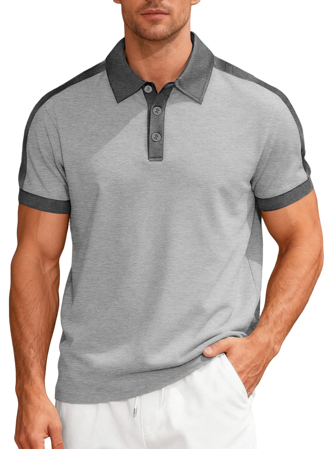 Herren nan Premium-Polo im Retro-Kontrastlook mit Hemdkragen und Dreiknopfleiste Echo Archiv