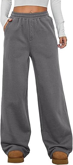Damen Hochtaillierte Fleece-Loungehose mit weitem Bein Echo Archiv