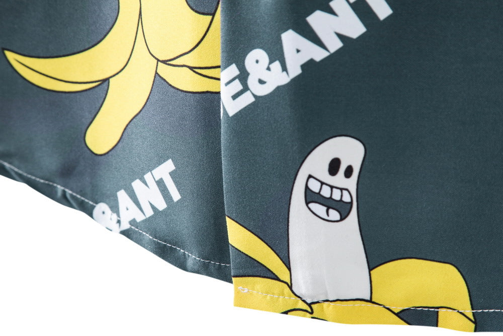 Herren Kurzarmhemd mit lustigem Bananenmotiv und einzigartigem Print Echoarchiv