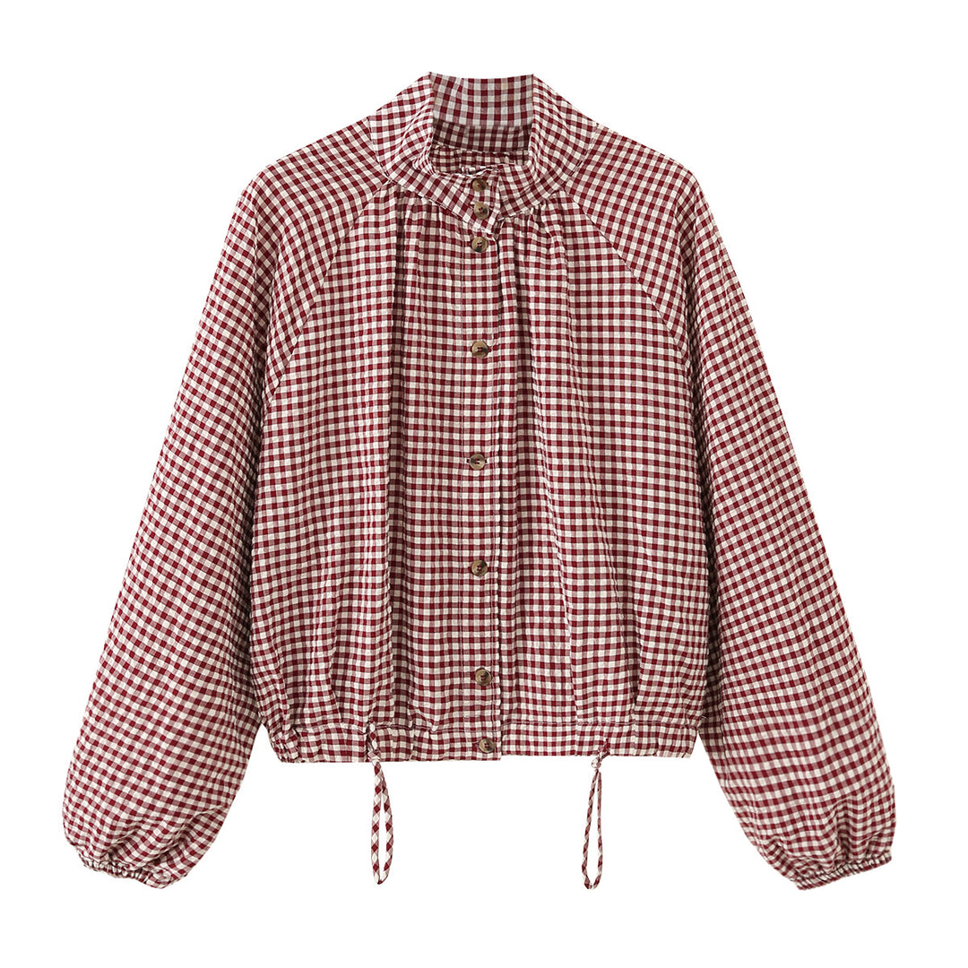 Damen Kariertes Oversize-Blouson mit Tunnelzug und Stehkragen Echo Archiv