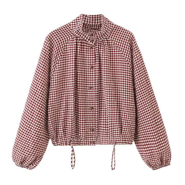 Damen Kariertes Oversize-Blouson mit Tunnelzug und Stehkragen Echo Archiv