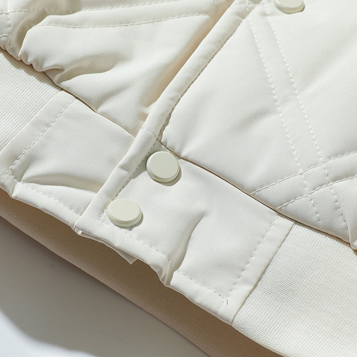 Herren gesteppte College Varsity Jacke mit Diamantsteppung, Druckknopfverschluss und gerippten Bündchen – Taviero