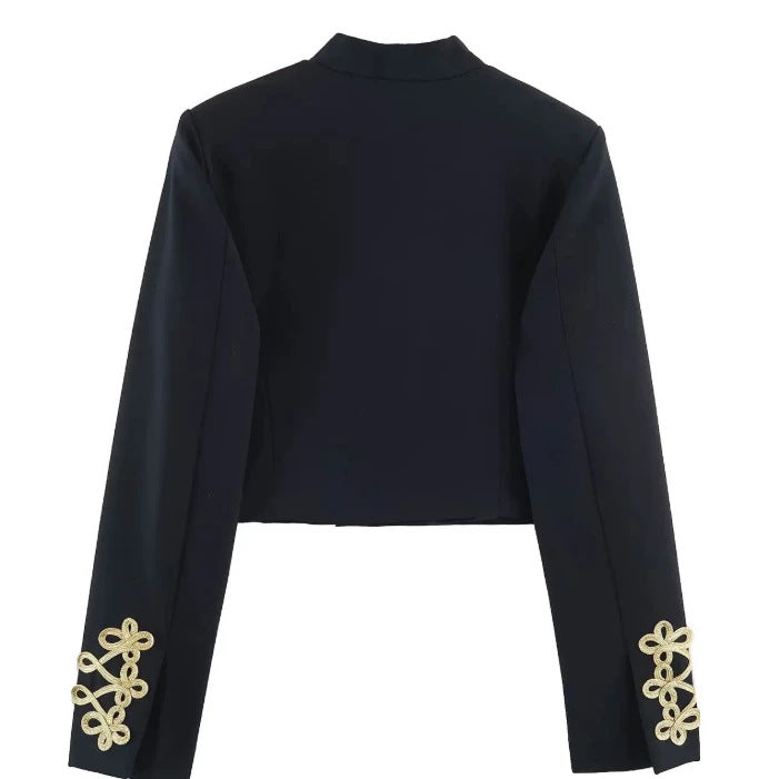 Damen Cropped Militärjacke mit Stehkragen und dekorativen Zierkordeln Echo Archiv