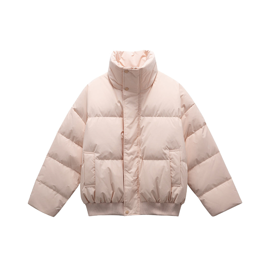 Unisex Boxy wattierte Kurzjacke mit hohem Stehkragen und elastischem Saum Echoarchiv