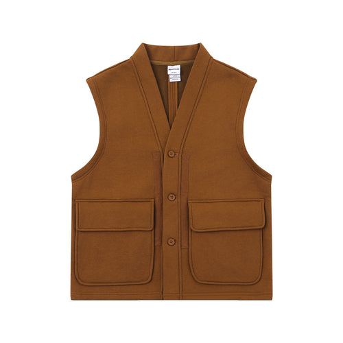 Unisex Utility‑Weste mit V-Ausschnitt, großformatigen Klappentaschen und Knopfleiste Echoarchiv