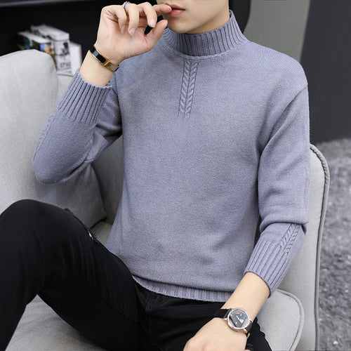 Herren Strickpullover mit hohem Kragen und Rippstrickdetails Echoarchiv