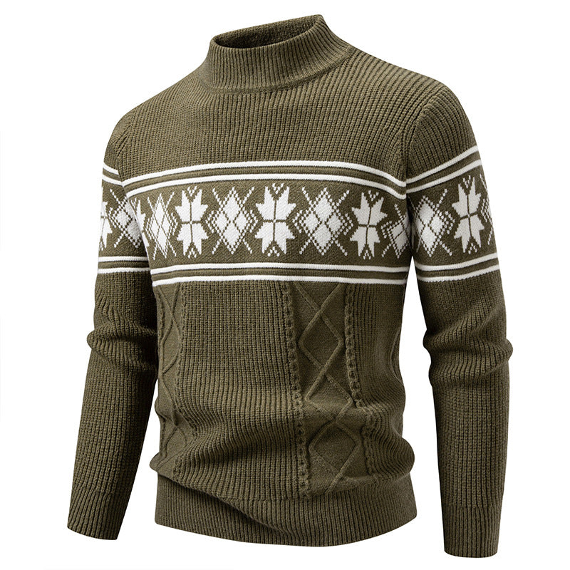 Herren nan Winter-Strukturpullover mit kurzem Stehkragen und Norwegermuster Echo Archiv