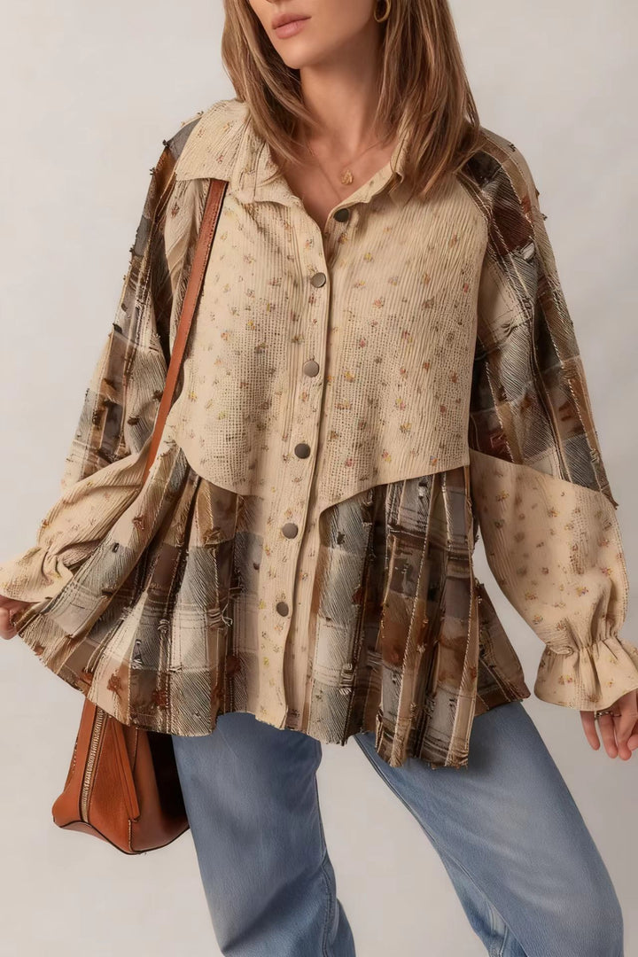 Damen Lässige und elegante Puffärmel Bluse Echo Archiv