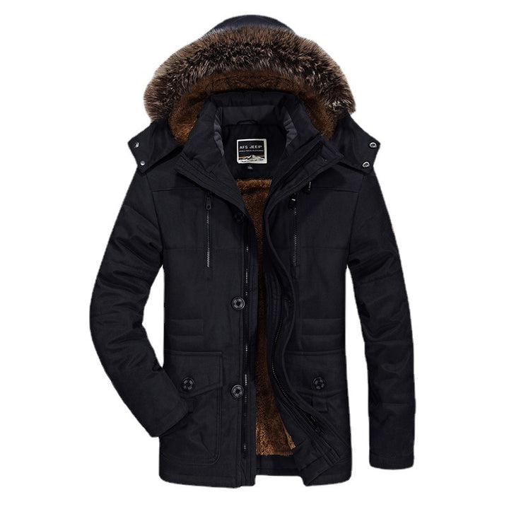 Herren Thermo-Parka im Fieldstil mit abnehmbarer Kunstfellkapuze und Teddyfleece‑Innenlage Echo Archiv