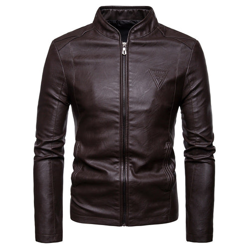 Herren nan schmal geschnittene Lammleder-Bikerjacke mit Stehkragen und tonalen Ziernähten Echo Archiv