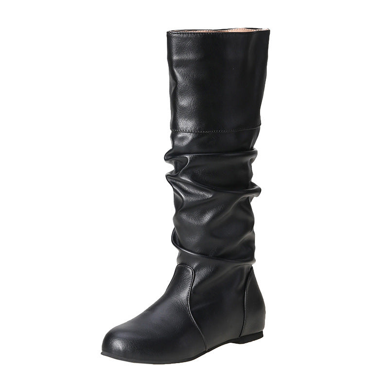 Damen nan lässige kniehohe Slouch-Stiefel mit flexiblem Schaft und flachem Absatz Echo Archiv
