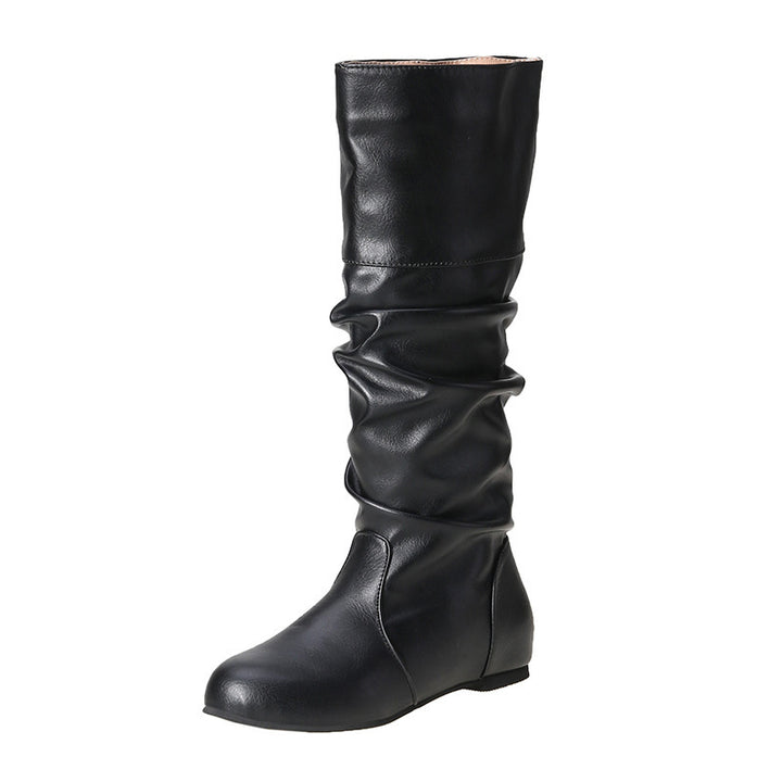 Damen nan lässige kniehohe Slouch-Stiefel mit flexiblem Schaft und flachem Absatz Echo Archiv