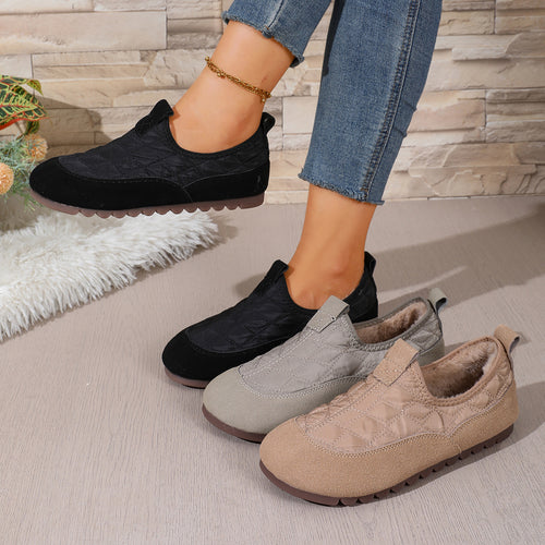 Damen Gepolsterte gesteppte Slip-On Freizeitschuhe mit rutschfester Profilsohle Echo Archiv