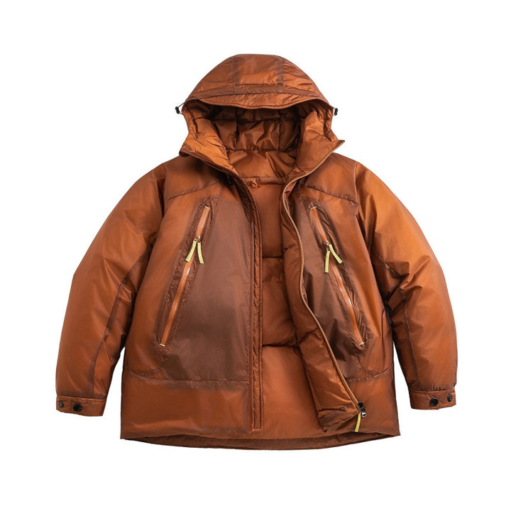 Unisex Oversize wattierte Kapuzenjacke mit schrägen Reißverschlusstaschen und verstellbarem Saum Echo Archiv