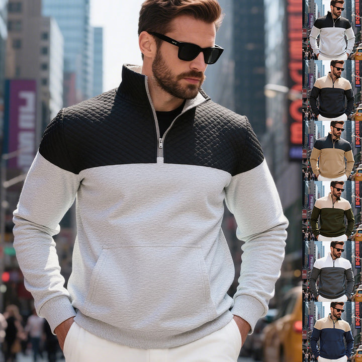 Herren nan gesteppter Halbzip-Sweatpullover mit Kängurutasche und Stehkragen Echo Archiv
