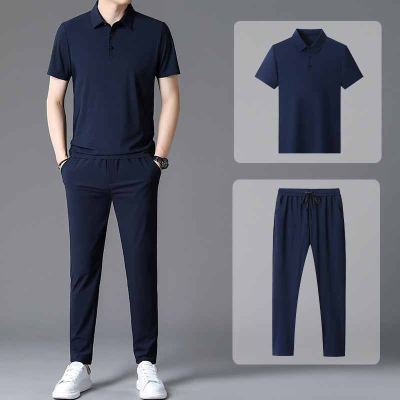 Herren Sportliches Ensemble aus atmungsaktiver Poloshirt und Jogginghose Echoarchiv