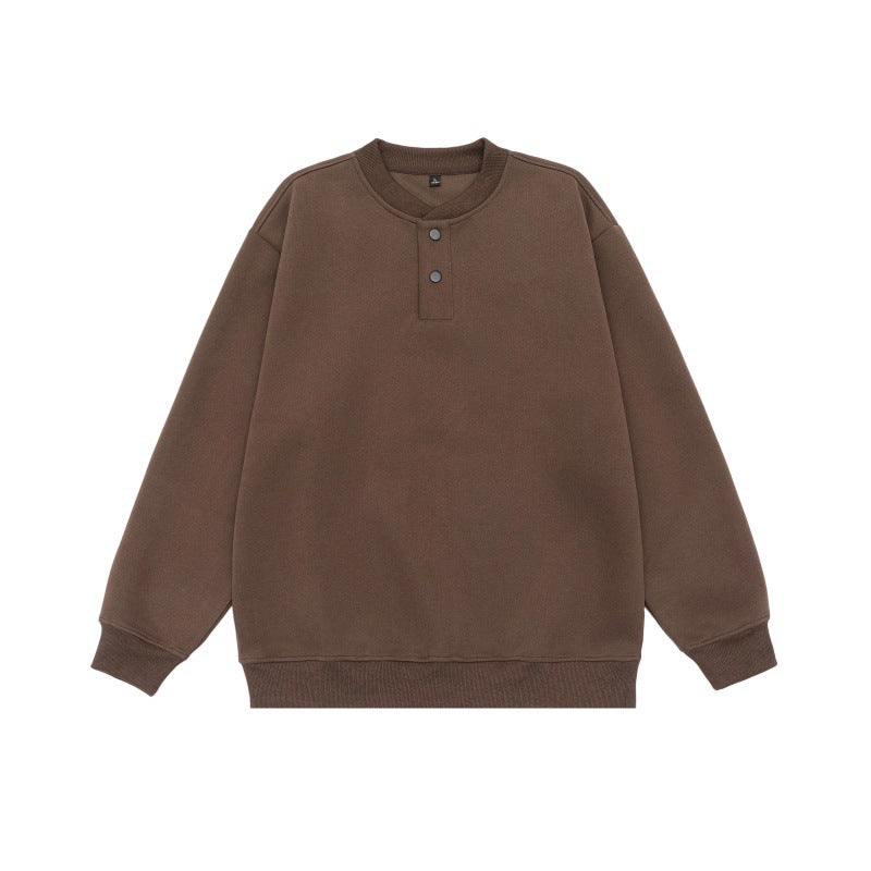 Unisex Weit geschnittenes Sweatshirt mit Halbknopfleiste und gerippten Bündchen Echoarchiv
