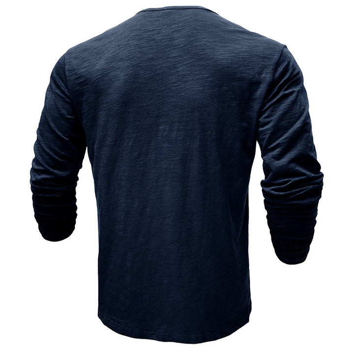 Herren Langarm-Henley-Shirt mit authentischen Knopfdetails Echoarchiv