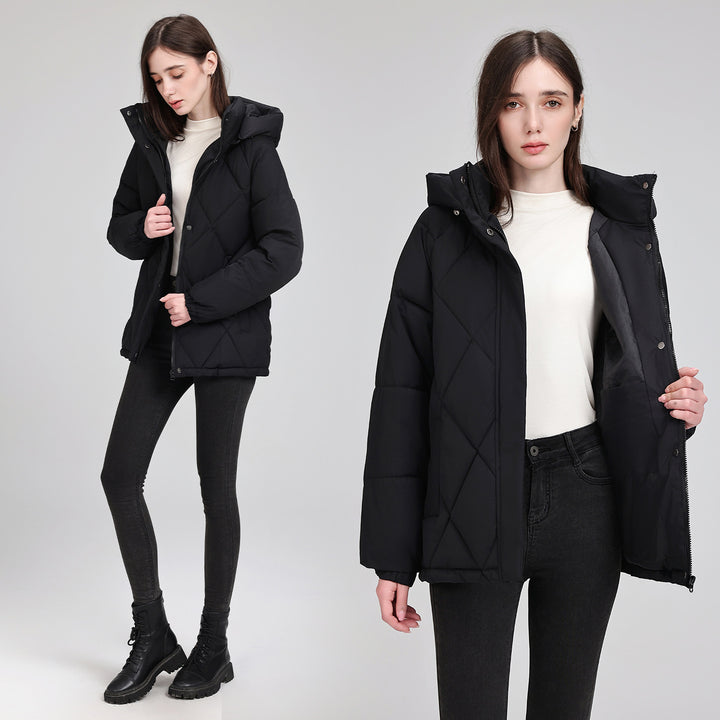 Damen Taillierter Steppparka mit Kapuze und Bindegürtel Echo Archiv
