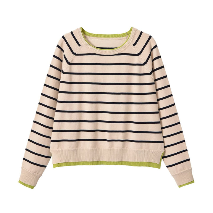 Damen Feinstrick-Pullover mit Lagenoptik, Rundhalsausschnitt und Raglanärmeln Echoarchiv