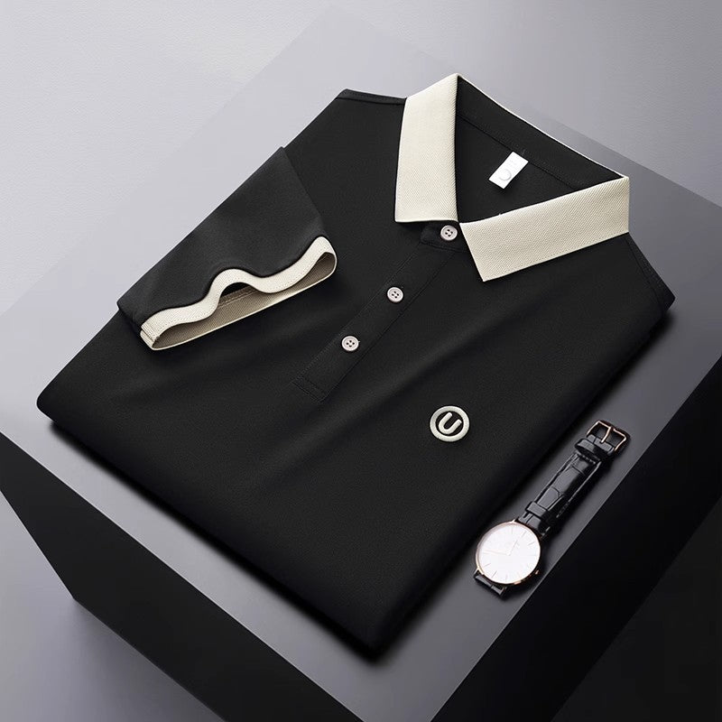 Herren Poloshirt mit atmungsaktivem Material und modernem Kontrastkragen Echoarchiv