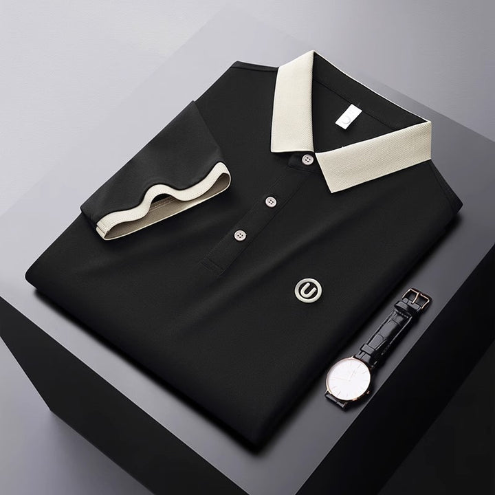 Herren Poloshirt mit atmungsaktivem Material und modernem Kontrastkragen Echoarchiv