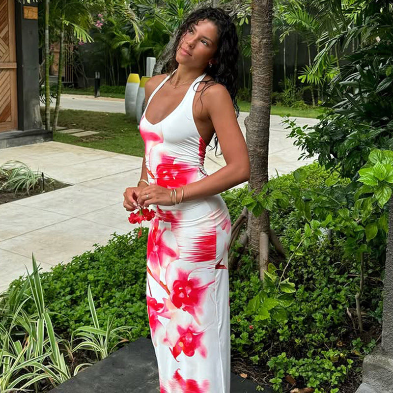 Damen Maxirock mit floralen Mustern und seitlichem Schlitz Echo Archiv